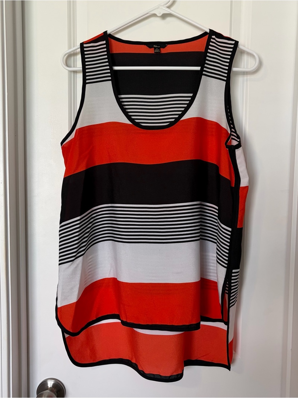 Milano Striped Sleeveless Tank - orange, Black & White
Size M